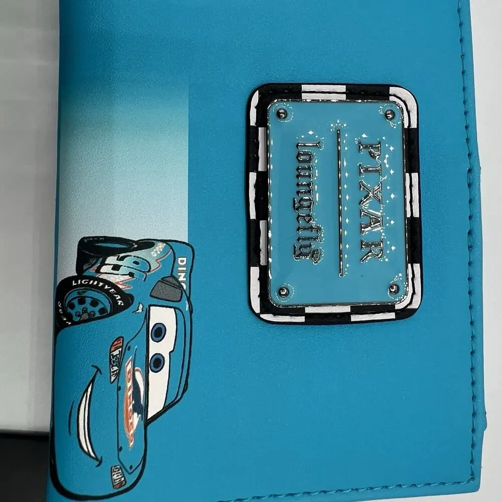 Loungefly Disney Pixar Cars Lightning McQueen Dinoco Checkered Wallet NWT